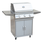 KoKoMo 26” BBQ Grill with 3-Burner Stainless Steel Cart – Freestanding