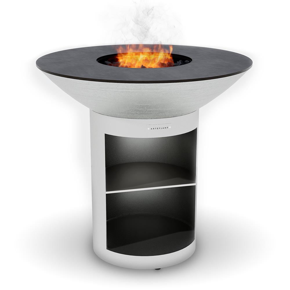 Arteflame 40″ Platinum Series — Stainless Fire Bowl Flat-Top Grill with Storage Base