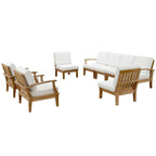 Patio Teak Sectional Set - Patio Elegance Marina 8-Piece Outdoor Teak Sectional Set by Modway