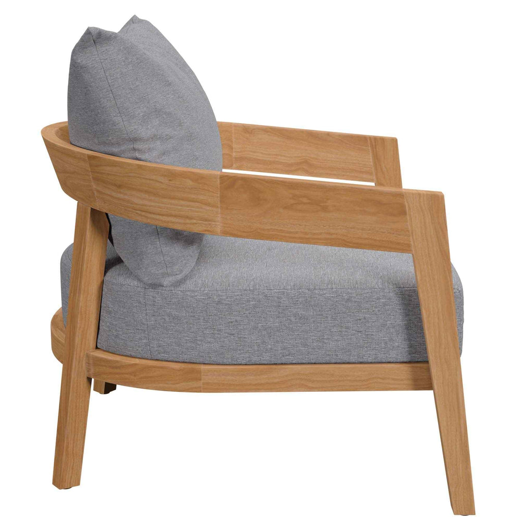 Modway Brisbane Outdoor Patio Set - 3-Piece Grey Teak Furniture for Stylish Patios