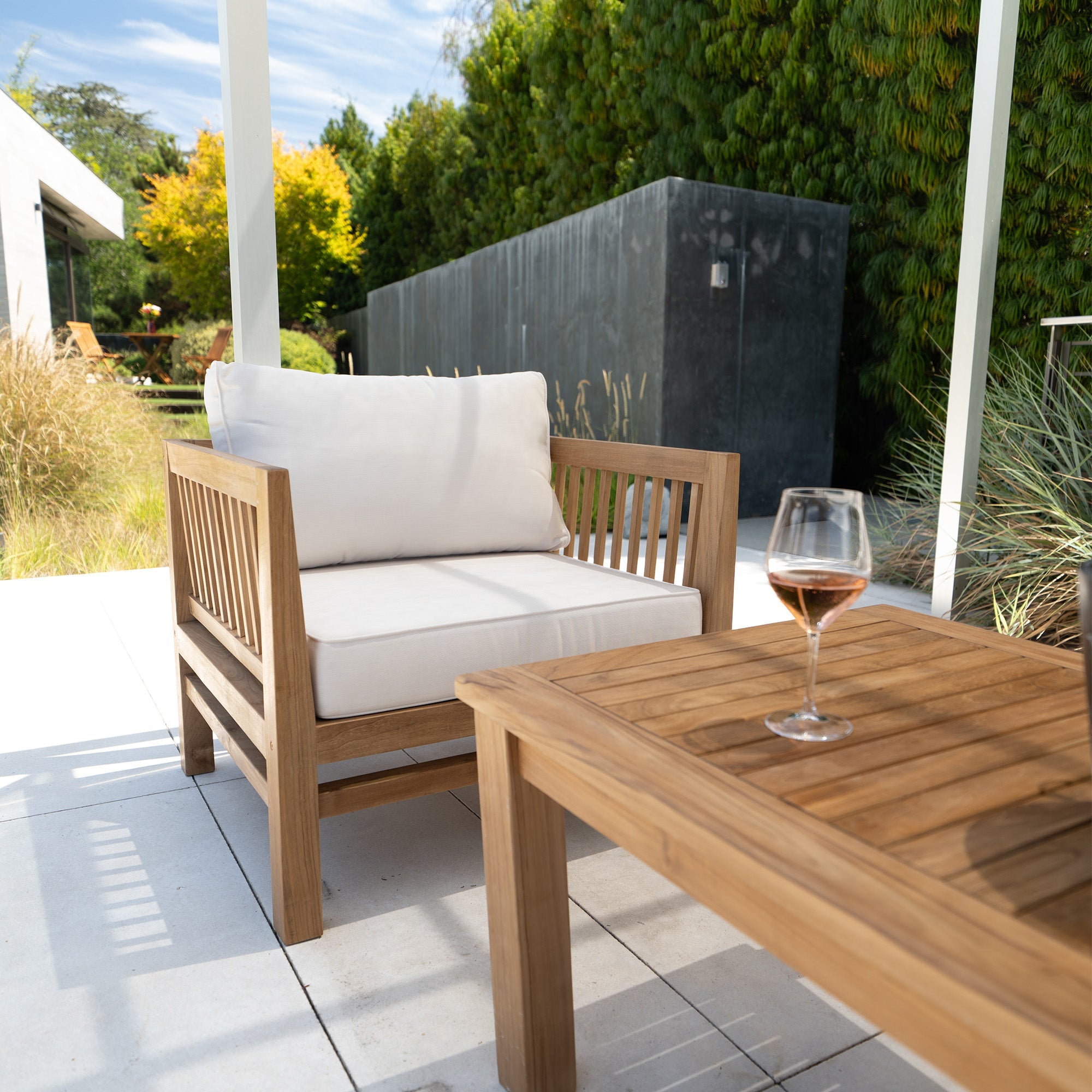 Kauai Natural Outdoor Chaise Couch Set with Sunbrella Cushions