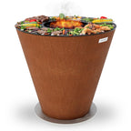 Arteflame Park Series — One-Piece CORTEN Steel Park Grill (30″ / 40″) with Half Griddle + Half Grill