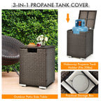 6 Pieces Outdoor Wicker Furniture Set with 32 Inch Propane Fire Pit Table-Turquoise