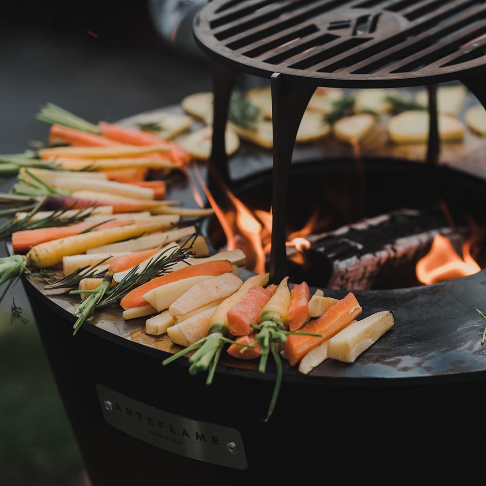 Arteflame One Series 40″ — XXL Flat-Top Charcoal Grill & Fire Bowl (Single-Piece CORTEN Body)